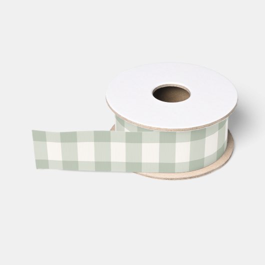 Pastell-grünes Gingham-Muster Ripsband (Spule)