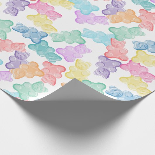 Pastell Gummy Bears Party Wrapping Paper Geschenkpapier (Ecke)