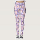Pastell Halloween Floral Ghosts Leggings (Vorderseite)