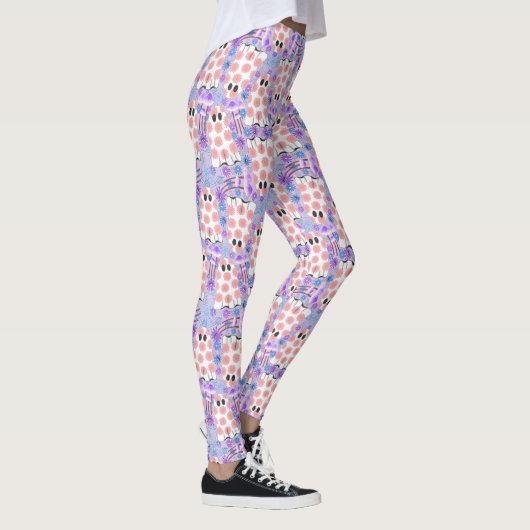 Pastell Halloween Floral Ghosts Leggings (Rechts)