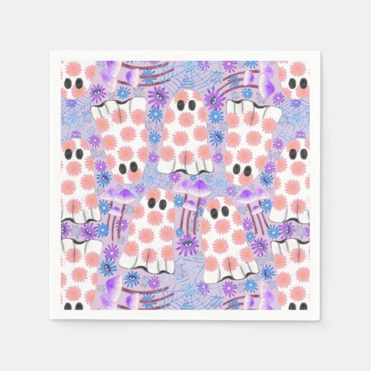 Pastell Halloween Floral Ghosts Serviette (Vorderseite)