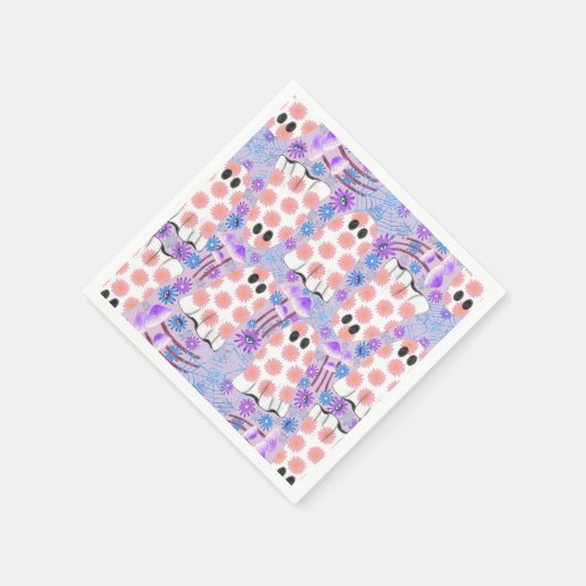 Pastell Halloween Floral Ghosts Serviette (Ecke)