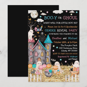 Pastell-Halloween-Geschlechtsenthüllung-Baby-Party Einladung