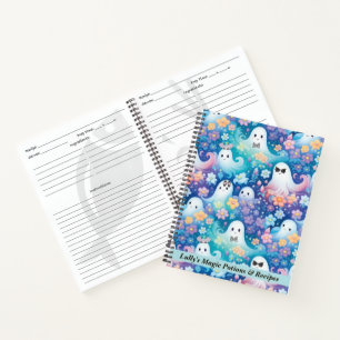 Pastell Halloween Niedlich Ghost Retro Floral Notizblock