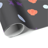 Pastell Halloween Seashells & Sea Stars in Schwarz Geschenkpapier (Rolleneckpunkt)