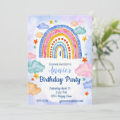 Pastell handgezeichnete Geburtstagsparty mit Regen Einladung (Stehend Vorderseite)