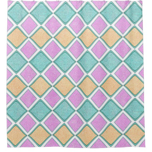 Pastell-Harlekin-Prisma-Diamantmuster Duschvorhang (Vorderseite)