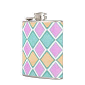 Pastell-Harlekin-Prisma-Diamantmuster Flachmann (Links)