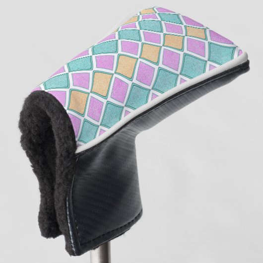 Pastell-Harlekin-Prisma-Diamantmuster Golf Headcover (3/4 Vorderseite)