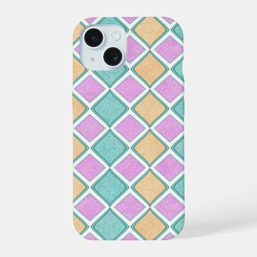 Pastell-Harlekin-Prisma-Diamantmuster iPhone 15 Hülle (Rückseite)