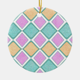 Pastell-Harlekin-Prisma-Diamantmuster Keramik Ornament