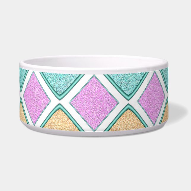 Pastell-Harlekin-Prisma-Diamantmuster Napf (Vorderseite)