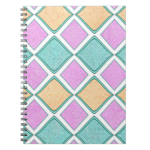 Pastell-Harlekin-Prisma-Diamantmuster Notizblock