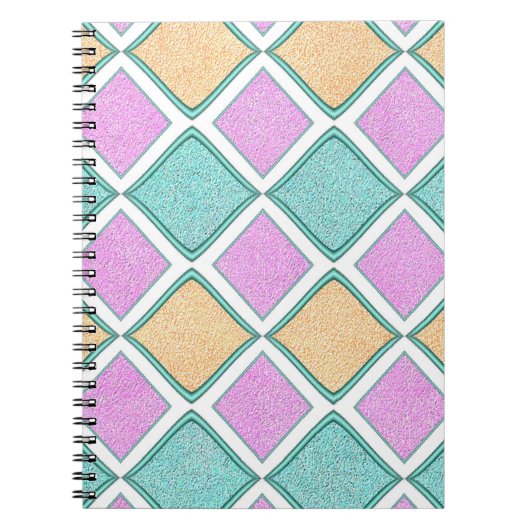 Pastell-Harlekin-Prisma-Diamantmuster Notizblock (Vorderseite)