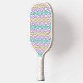 Pastell-Harlekin-Prisma-Diamantmuster Pickleball Schläger (Links)
