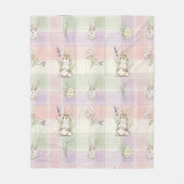 Pastell-Hasen-Ei-Gingham-Frühlingsmuster Fleecedecke (Vorderseite)
