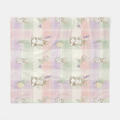 Pastell-Hasen-Ei-Gingham-Frühlingsmuster Fleecedecke (Vorderseite (Horizontal))