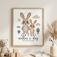 Pastell-Hasen-Mama-Baby-Erster-Muttertag-Nursery