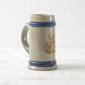 Pastell-Hasen-Wildblumen-Illustration Bierglas (Vorderseite Links)