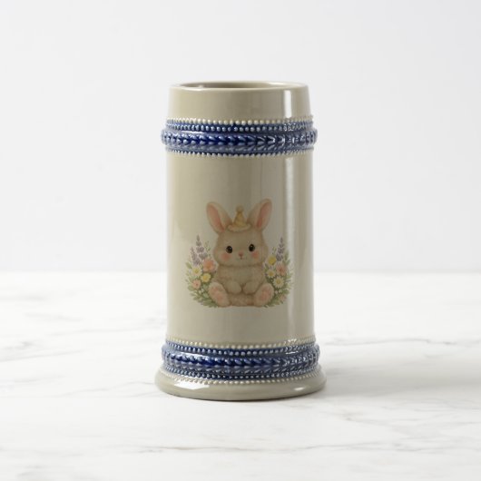 Pastell-Hasen-Wildblumen-Illustration Bierglas (Mittel)