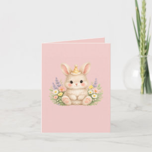 Pastell-Hasen-Wildblumen-Illustration Feiertagskarte