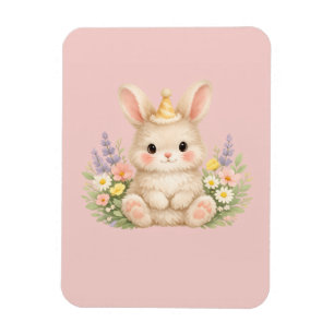 Pastell-Hasen-Wildblumen-Illustration Magnet