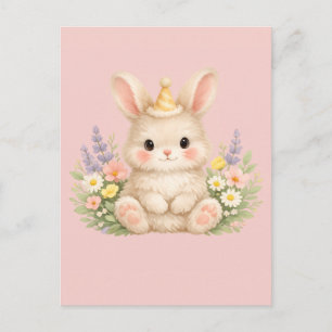 Pastell-Hasen-Wildblumen-Illustration Postkarte