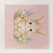 Pastell-Hasen-Wildblumen-Illustration Puzzle (Horizontal)