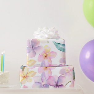 Pastell-Hawaii-Plumerie Lila Grün Frangipani Geschenkpapier
