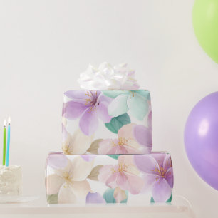 Pastell-Hawaii-Plumerie Lila Grün Frangipani Geschenkpapier