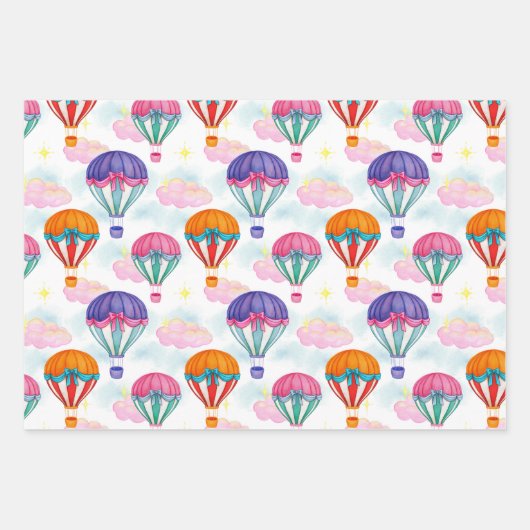Pastell Heißluftballons Wrapping Paper Set Geschenkpapier Set (Vorderseite)
