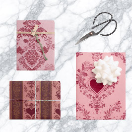 Pastell-Herz-Muster Zartes Blumenmuster Elegant Geschenkpapier Set