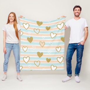 Pastell-Herz-Streifen Glitter Style Muster (15) Fleecedecke