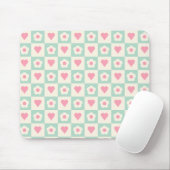 Pastell-Herz- und Blumenmuster Mousepad (Mit Mouse)