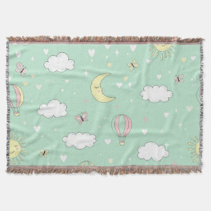 Pastell-Herzen & Wolken Wasserfarben-Traum (11) Decke