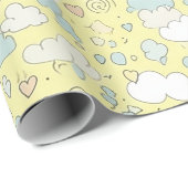Pastell-Herzen & Wolken Wasserfarben-Traum (1) Geschenkpapier (Rolleneckpunkt)
