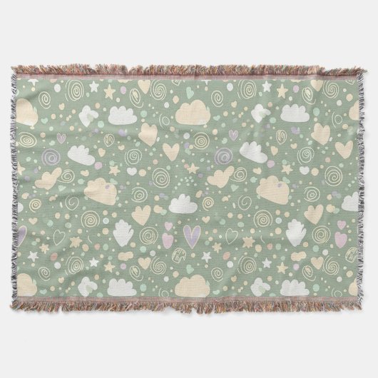 Pastell-Herzen & Wolken Wasserfarben-Traum (4) Decke (Vorderseite)