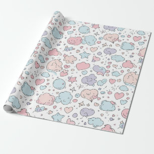 Pastell-Herzen & Wolken Wasserfarben-Traum (5) Geschenkpapier