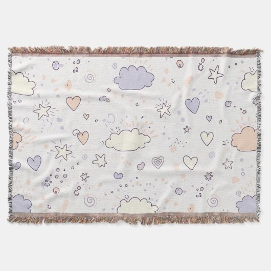 Pastell-Herzen & Wolken Wasserfarben-Traum (7) Decke (Vorderseite)