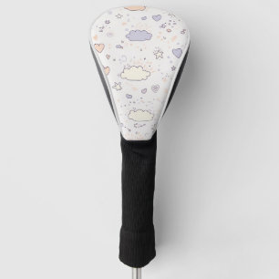 Pastell-Herzen & Wolken Wasserfarben-Traum (7) Golf Headcover