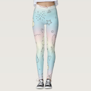 Pastell-Herzen & Wolken Wasserfarben-Traum (8) Leggings