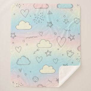 Pastell-Herzen & Wolken Wasserfarben Traum (8) Sherpadecke