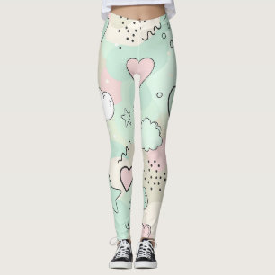 Pastell-Herzen & Wolken Wasserfarben-Traum (9) Leggings