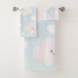 Pastell-Himmel-Kawaii-Handtuch Badhandtuch Set