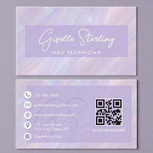 Pastell-Holografischer Nageltechniker-Experte Visitenkarte