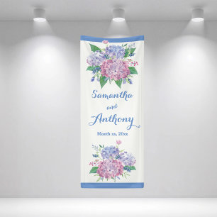 Pastell-Hortensien Hochzeitsbanner vertikal Banner