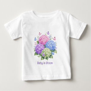 Pastell-Hortensien und Schmetterlings-Baby-Party Baby T-shirt