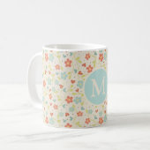 Pastell Hübsch Frühlingsfloral Monogramm Kaffeetasse (Vorderseite Links)