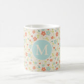Pastell Hübsch Frühlingsfloral Monogramm Kaffeetasse (Mittel)