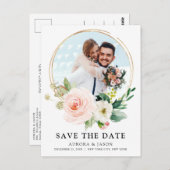 Pastell Hübsch rosa Botanisch Save the Date P Postkarte (Vorne/Hinten)